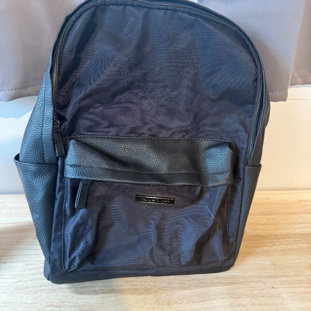 Black Faux Leather Small Backpack